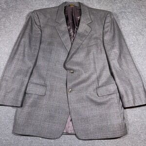 Jos. A. Bank Blazer Mens 46R Gray Wimdowpane Signature Gold Wool Sport Coat
